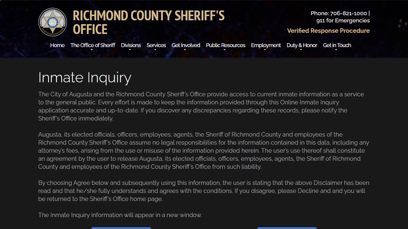Inmate Inquiry - Augusta Ga - Richmond County Sheriff's Office